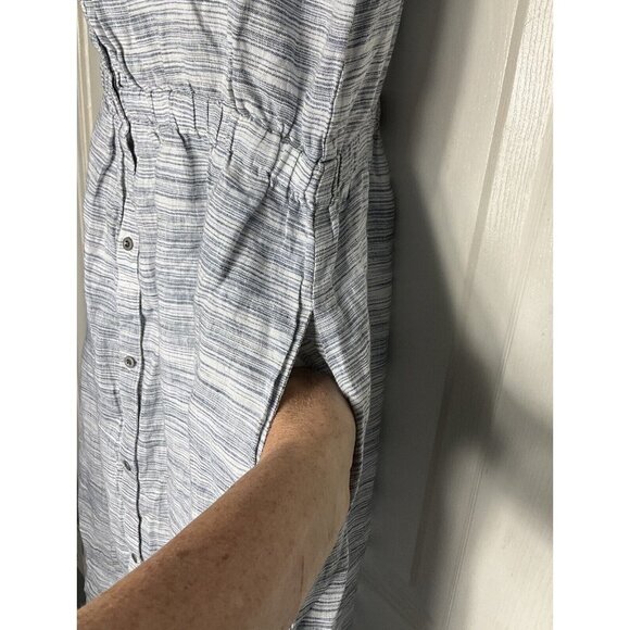 New!! Lucky Brand Large button-down pocket cold shoulder linen dress ruffle midi - Picture 6 of 14